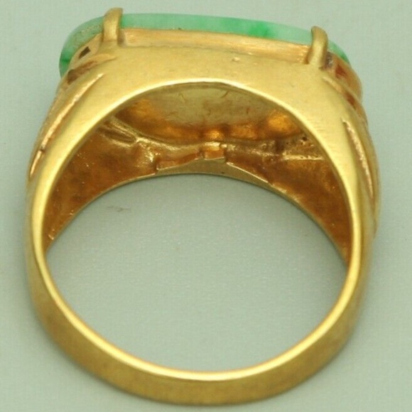 Cert'd Genuine Untreated Green A Jadeite Jade 925 Silver US 6 Ring - Picture 5 of 12
